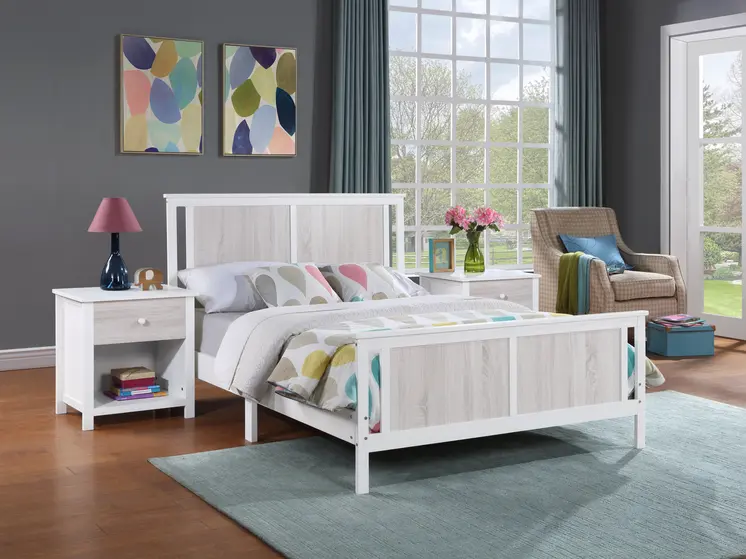 24" White Solid Manufactured Wood and Wood One Drawer Nightstand
