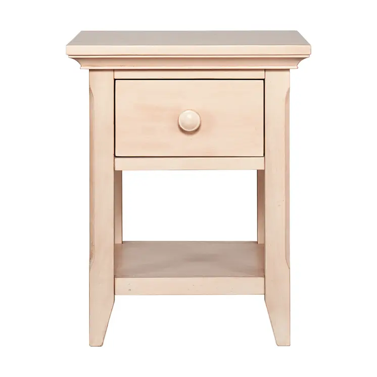 24" Sand Solid Wood Solid and Manufactured Wood One Drawer Nightstand