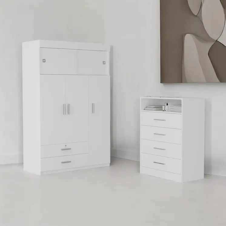 47" White Four Drawer Dresser