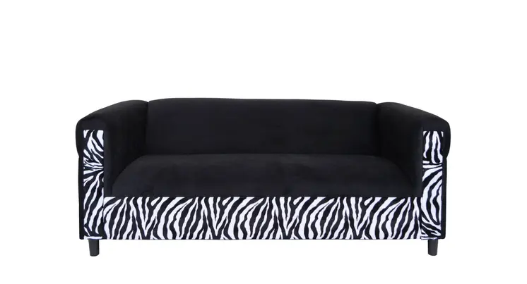 72" Black And White Velvet Zebra Sofa