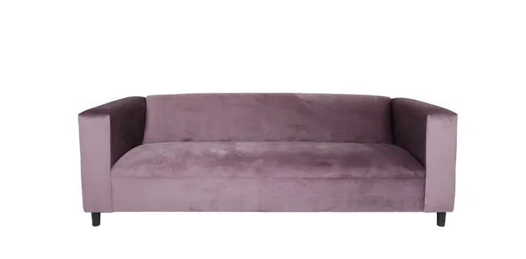 72" Lavender Velvet Sofa With Black Legs