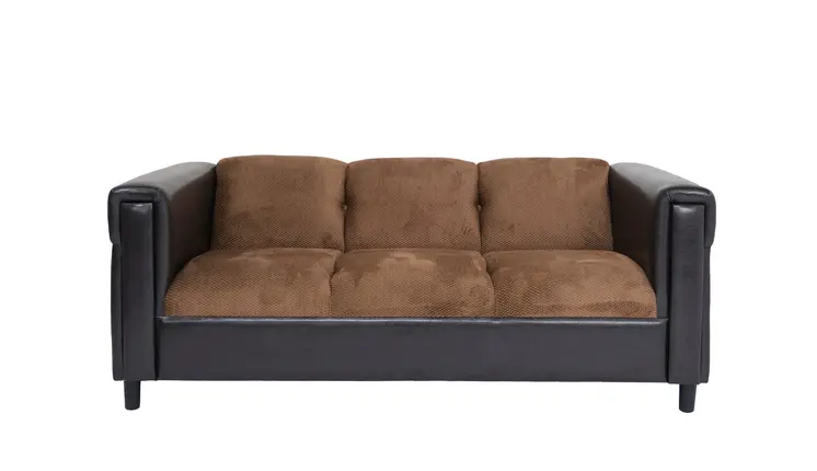 72" Brown Chenille Sofa With Black Legs