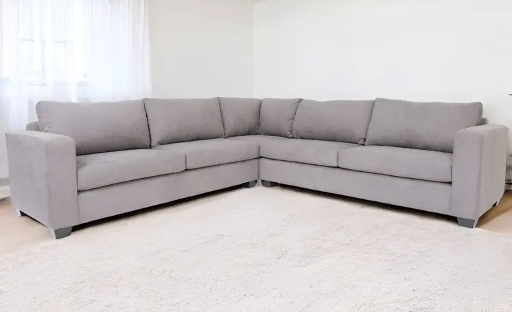 Gray Polyester Blend L Shaped Three Piece Corner Sectional