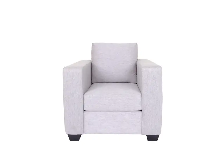 36" Light Gray and Dark Brown Fabric Arm Chair