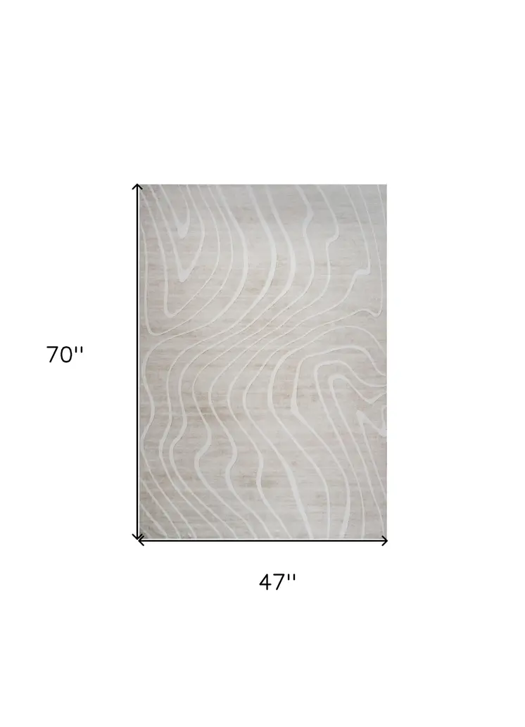 4' X 6' Beige and Ivory Abstract Distressed Area Rug