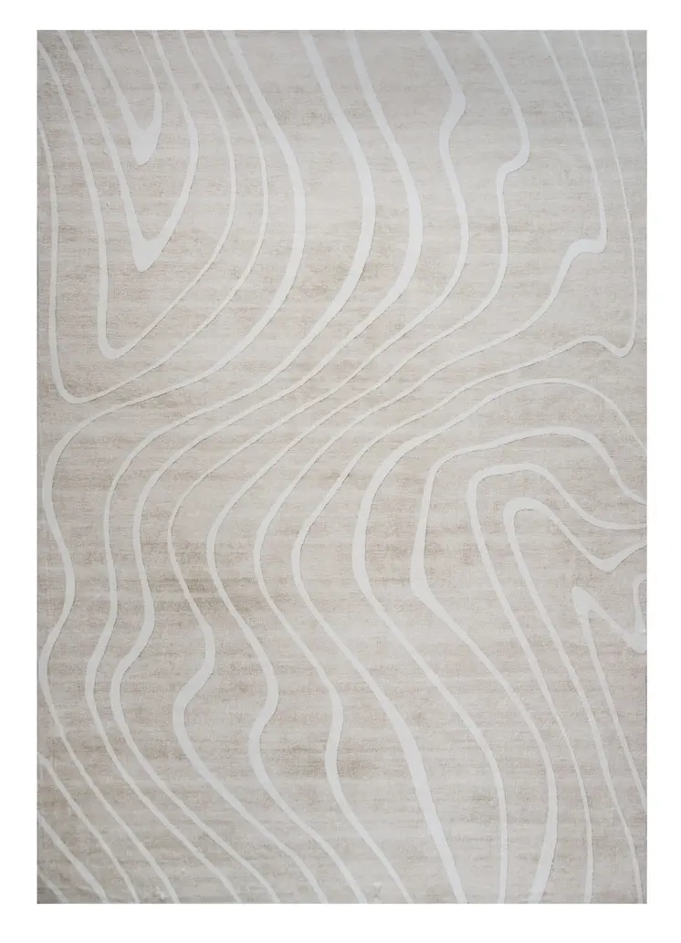 5' X 8' Beige and Ivory Abstract Distressed Area Rug