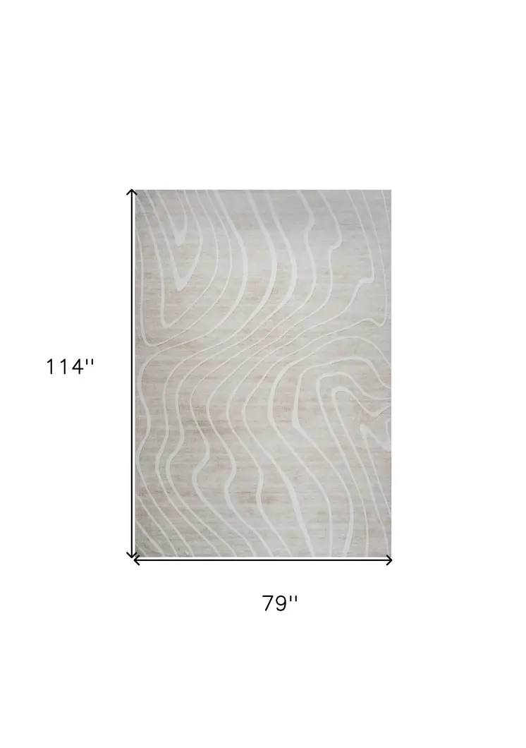 7' X 10' Beige and Ivory Abstract Distressed Area Rug