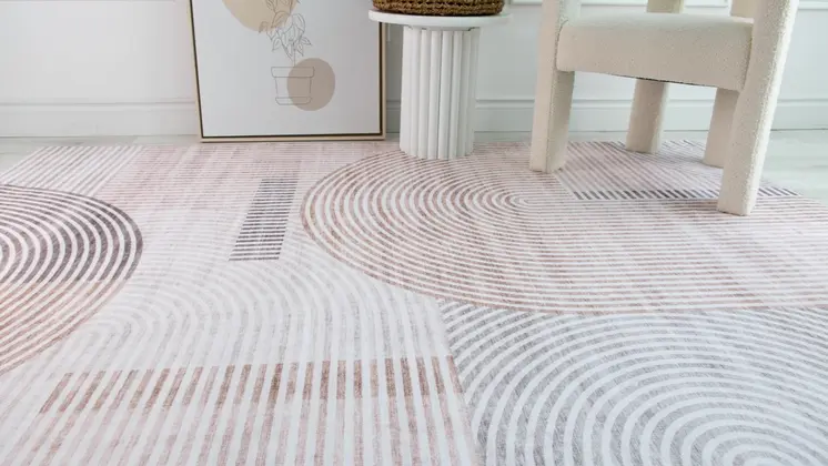 4' X 6' Beige and Brown Abstract Distressed Area Rug