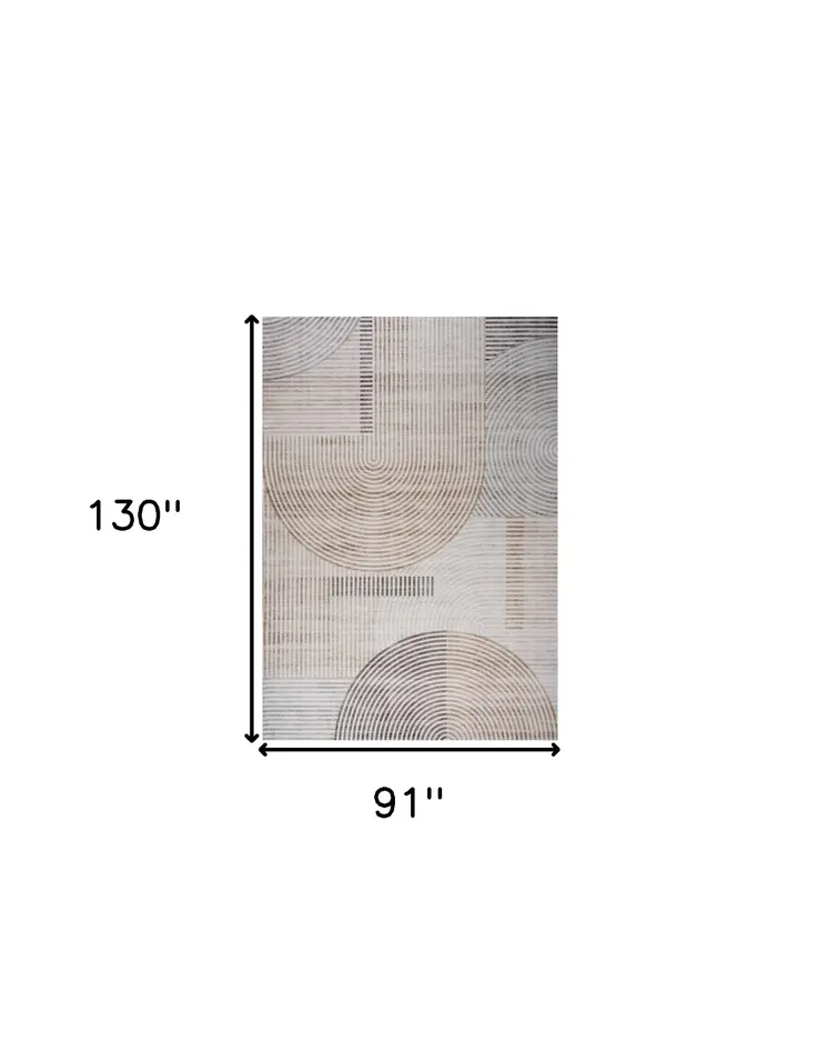8' X 11' Beige and Brown Abstract Distressed Area Rug
