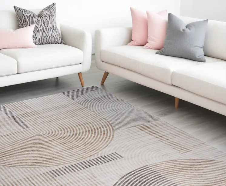 8' X 11' Beige and Brown Abstract Distressed Area Rug