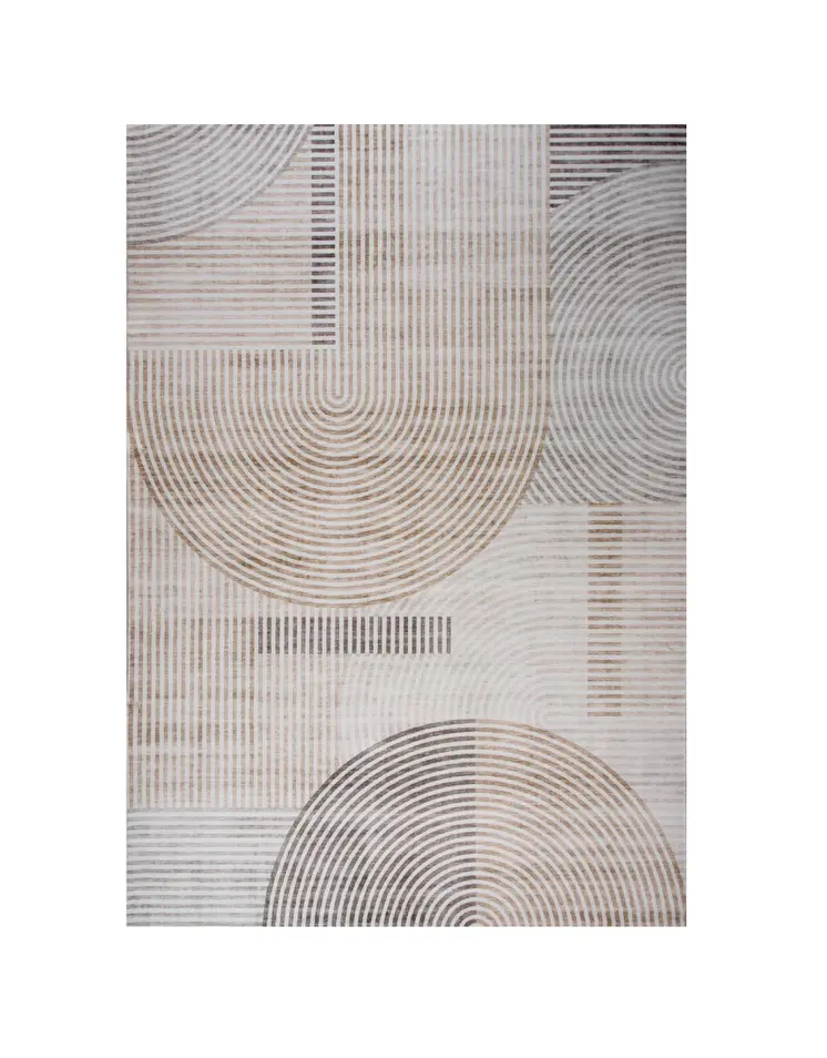 8' X 11' Beige and Brown Abstract Distressed Area Rug
