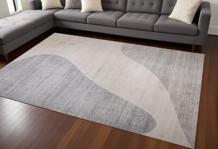 7' X 10' Beige and Brown Abstract Distressed Area Rug