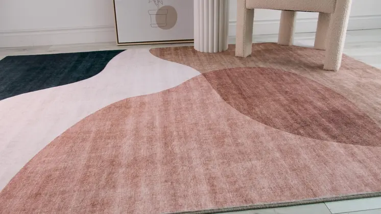 4' X 6' Beige and Green Abstract Distressed Area Rug