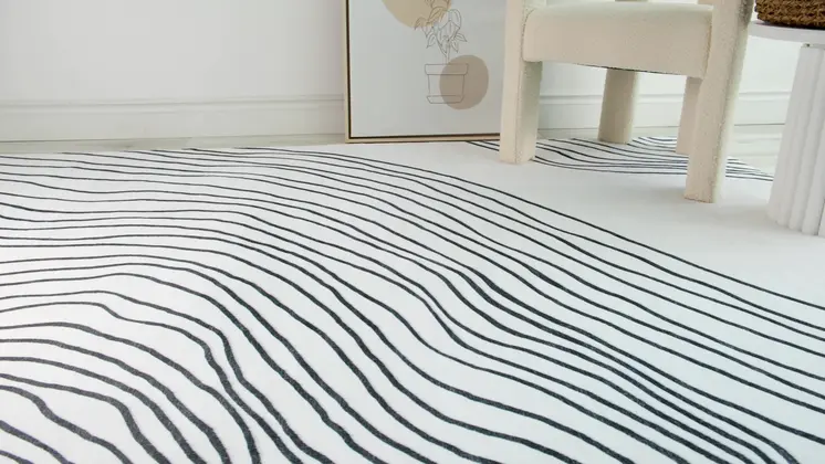 8' X 11' Black and White Abstract Area Rug