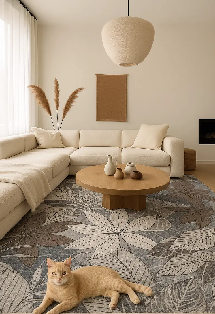 8' X 11' Gray and Brown Floral Distressed Area Rug