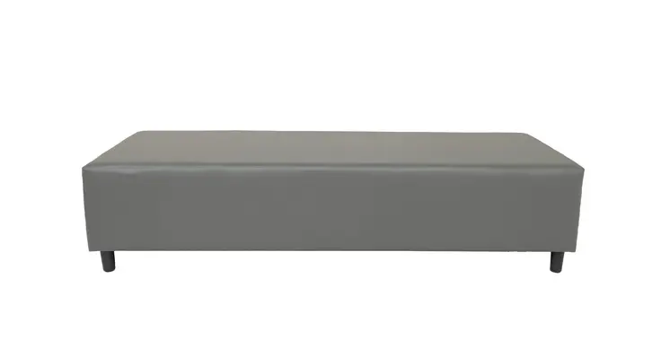 72" Gray and Black Genuine Leather Upholstered Bench