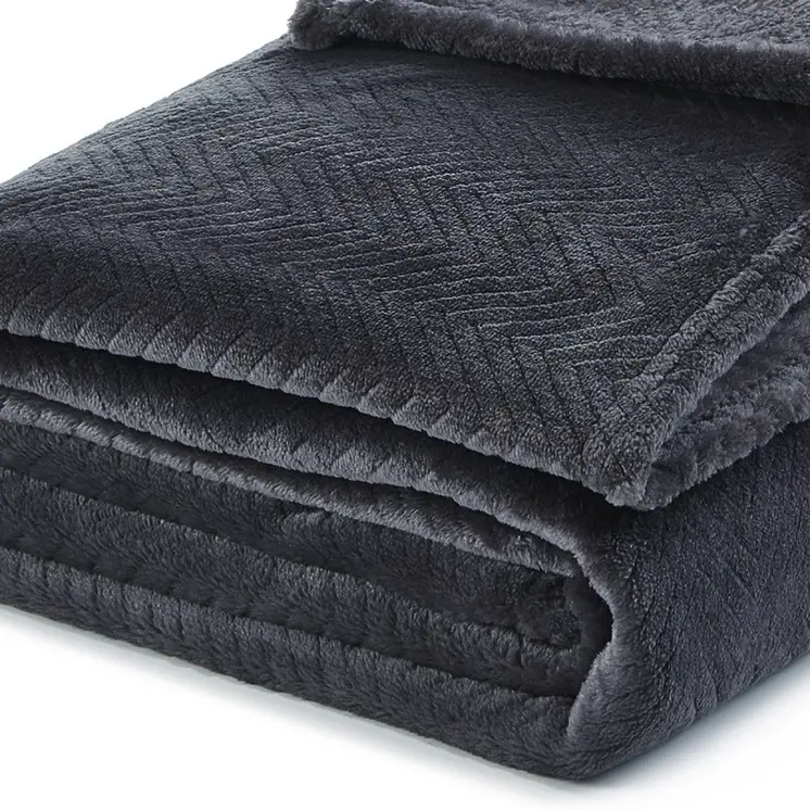 60" X 70" Dark Slate Gray Knitted Polyester Plush Throw Blanket