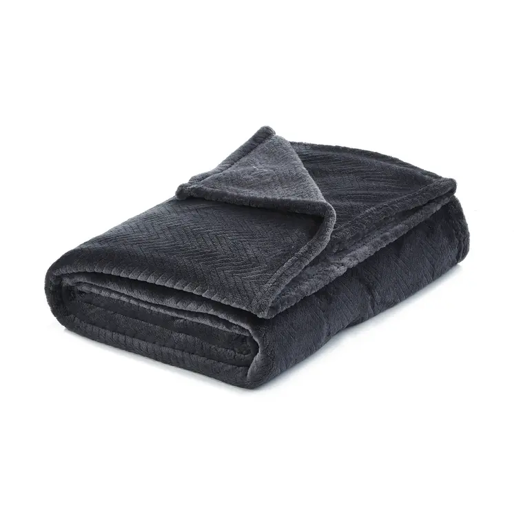 60" X 70" Dark Slate Gray Knitted Polyester Plush Throw Blanket