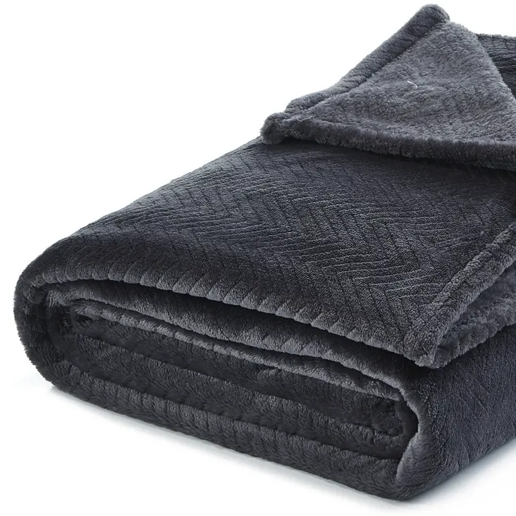 60" X 70" Dark Slate Gray Knitted Polyester Plush Throw Blanket