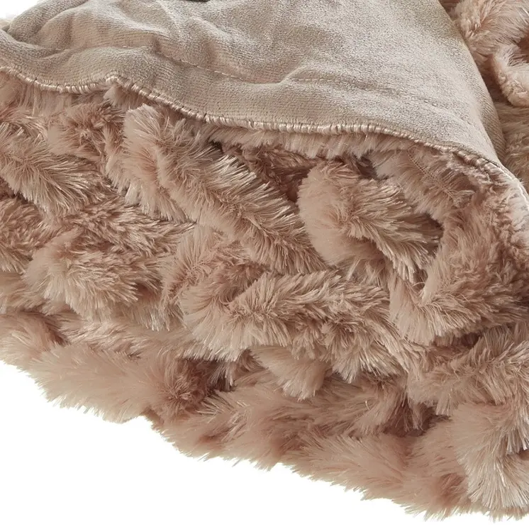 50" X 60" Blush Plush Faux Fur Reversible Throw Blanket