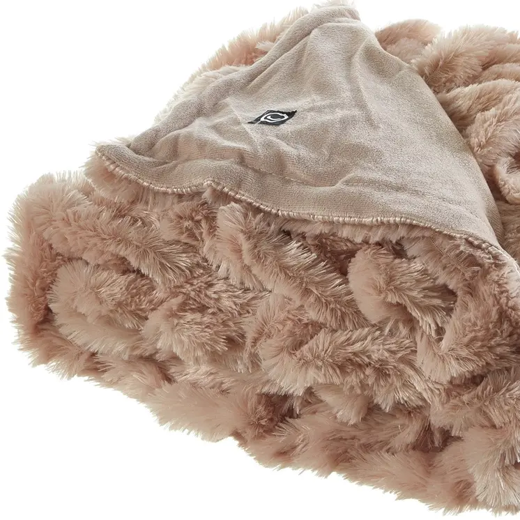 50" X 60" Blush Plush Faux Fur Reversible Throw Blanket