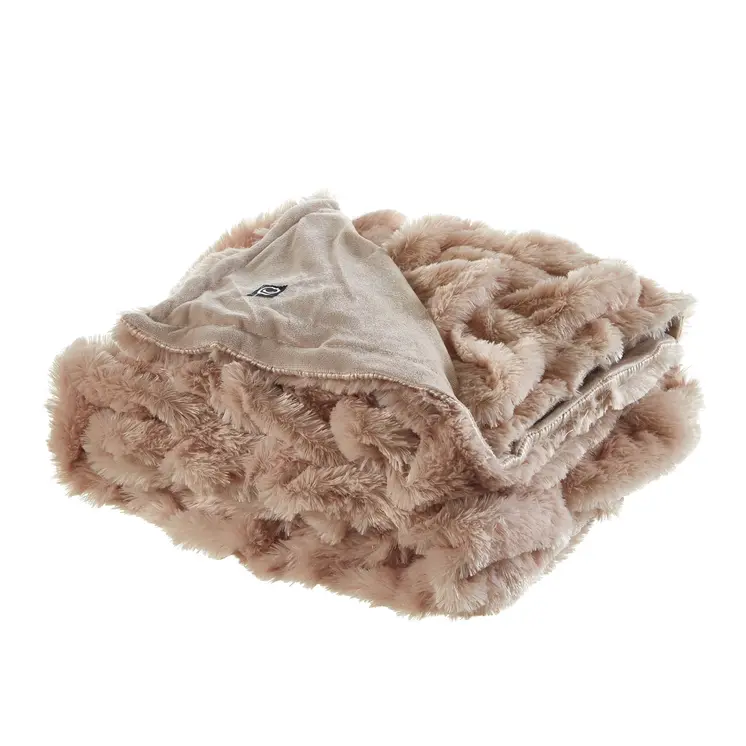 50" X 60" Blush Plush Faux Fur Reversible Throw Blanket