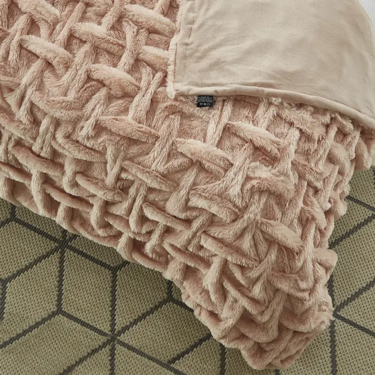 50" X 60" Blush Plush Faux Fur Reversible Throw Blanket