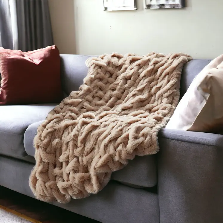 50" X 60" Blush Plush Faux Fur Reversible Throw Blanket