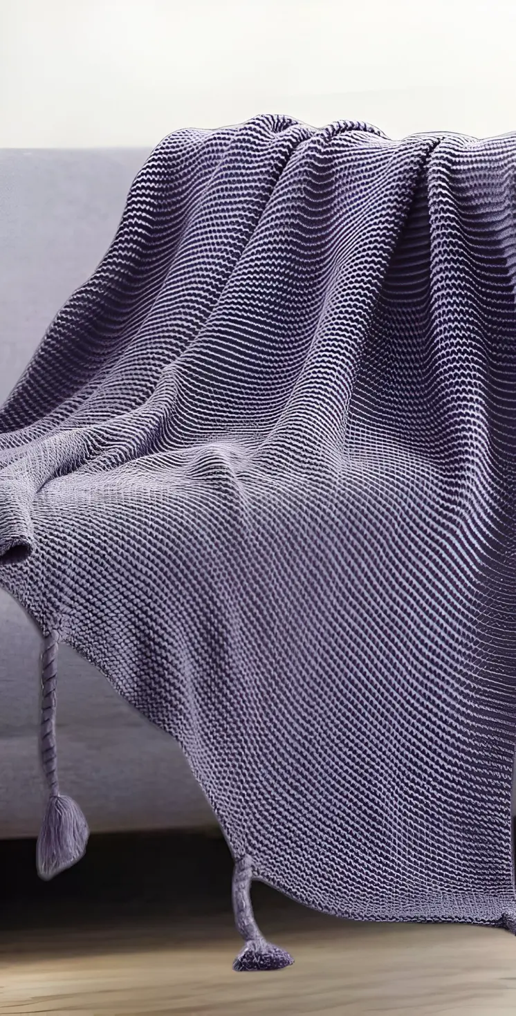 60" X 50" Purple Knitted Acrylic Throw Blanket