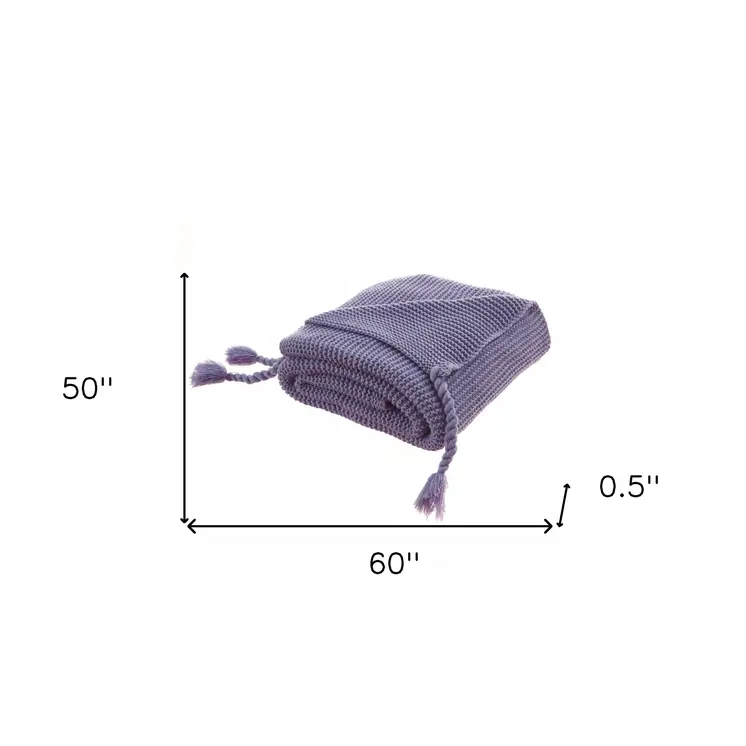 60" X 50" Purple Knitted Acrylic Throw Blanket