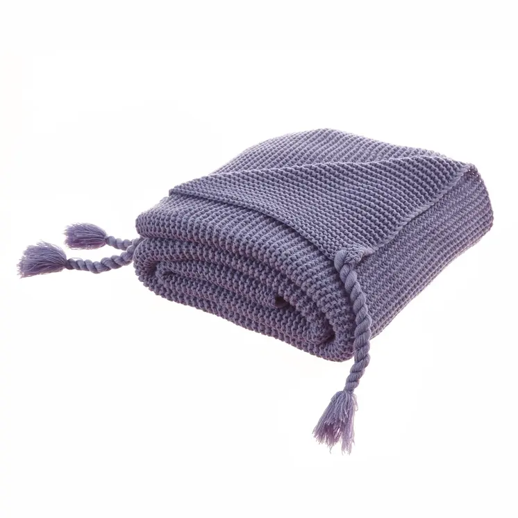 60" X 50" Purple Knitted Acrylic Throw Blanket