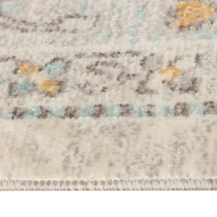 9' X 12' Blue and Orange Floral Stain Resistant Indoor Outdoor Area Rug