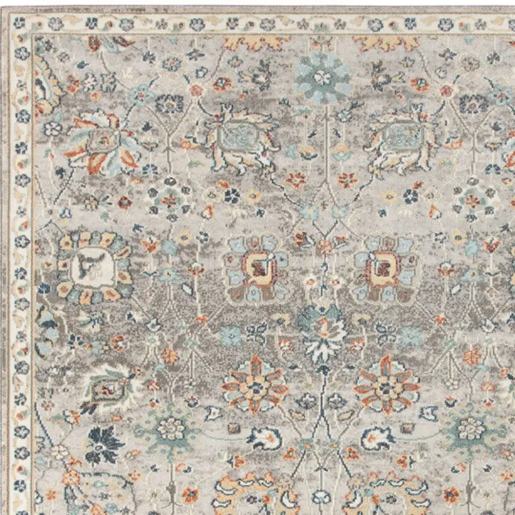 2' X 3' Blue and Orange Floral Stain Resistant Indoor Outdoor Area Rug