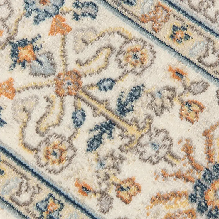 8' X 10' Blue and Orange Medallion Stain Resistant Indoor Outdoor Area Rug