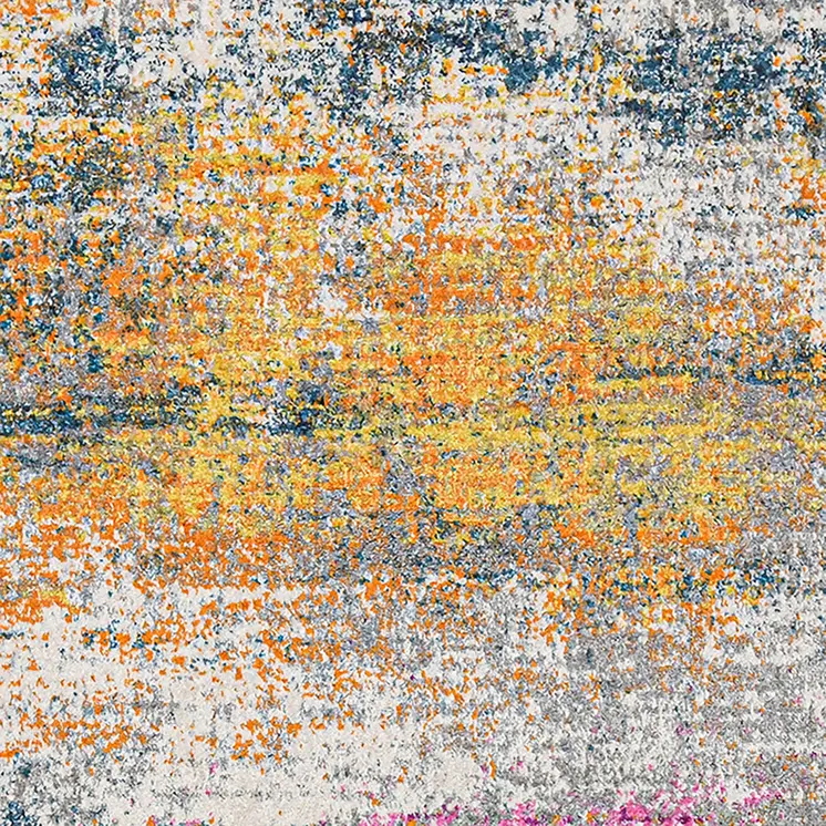 8' Pink and Orange Abstract Power Loom Runner Rug