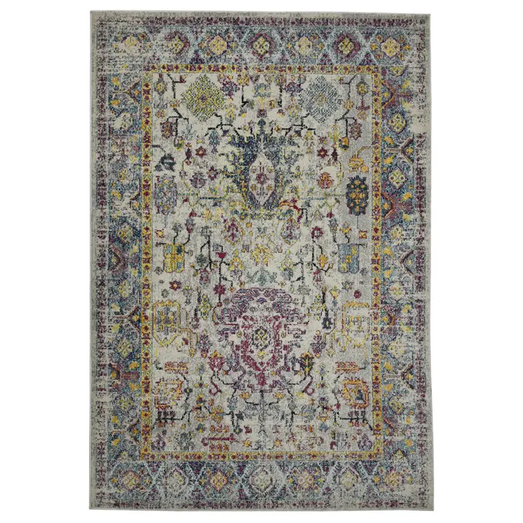 5' X 7' Gray Floral Power Loom Area Rug