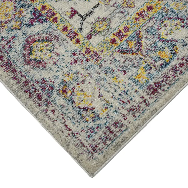 5' X 7' Gray Floral Power Loom Area Rug