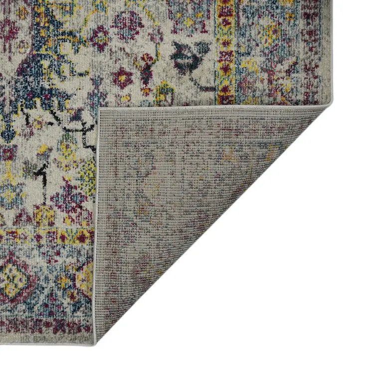 5' X 7' Gray Floral Power Loom Area Rug