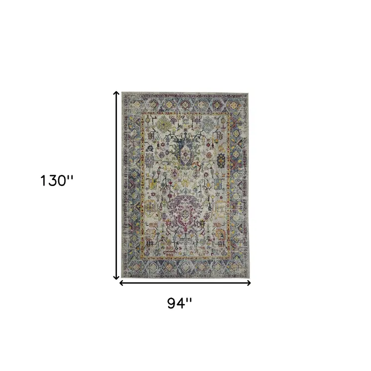 8' X 11' Gray Floral Power Loom Area Rug