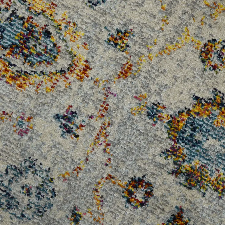 8' Orange and Ivory Floral Power Loom Runner Rug