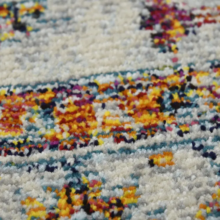 8' Orange and Ivory Floral Power Loom Runner Rug