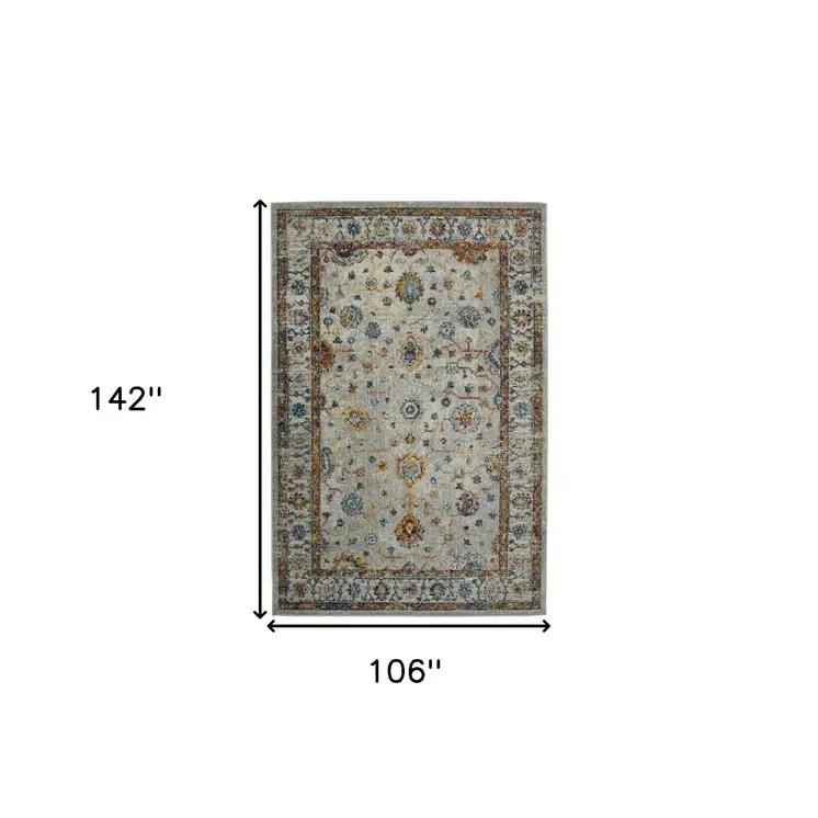 9' X 12' Orange and Ivory Floral Power Loom Area Rug