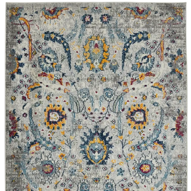 3' X 5' Orange and Ivory Floral Power Loom Area Rug