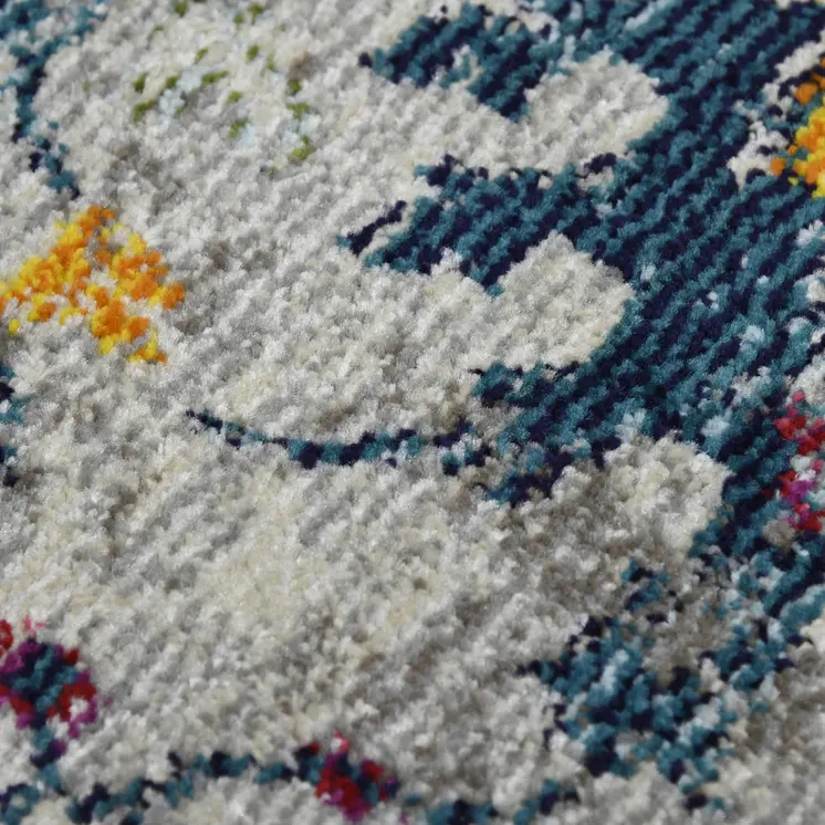 8' X 11' Orange and Ivory Floral Power Loom Area Rug