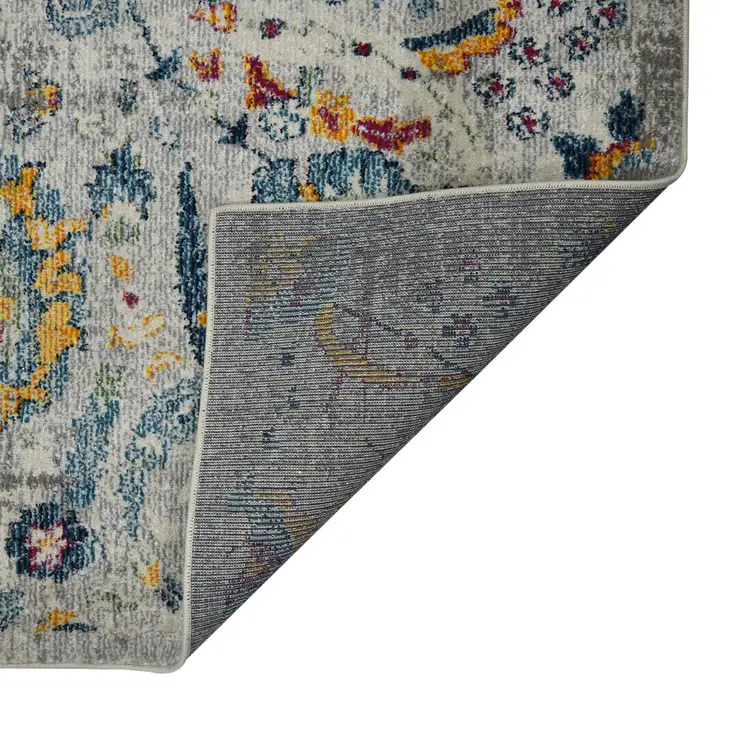 8' X 11' Orange and Ivory Floral Power Loom Area Rug