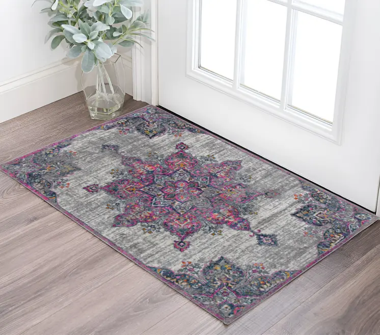 2' x 3' Pink Medallion Power Loom Area Rug
