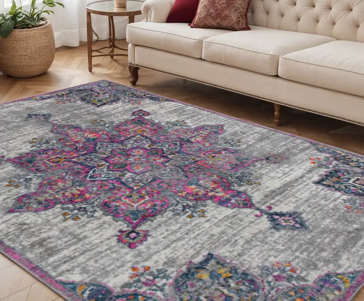 5' X 7' Pink Medallion Power Loom Area Rug