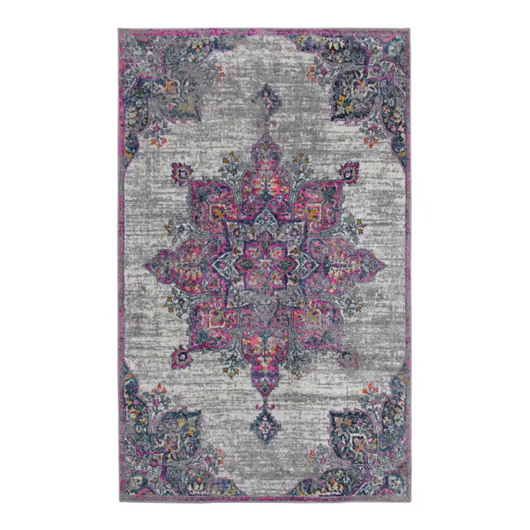 8' X 11' Pink Medallion Power Loom Area Rug