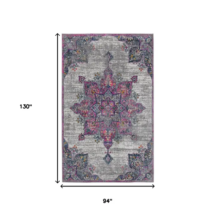 8' X 11' Pink Medallion Power Loom Area Rug