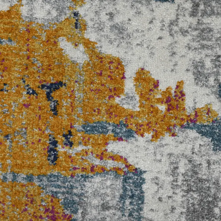 8' X 11' Blue and Orange Abstract Power Loom Area Rug